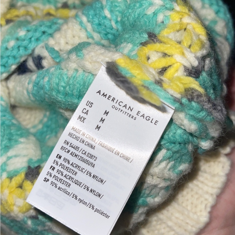 NWOT American Eagle AE Size L Oversized Fairisle Chunky Mock Neck Sweater - Picture 6 of 7